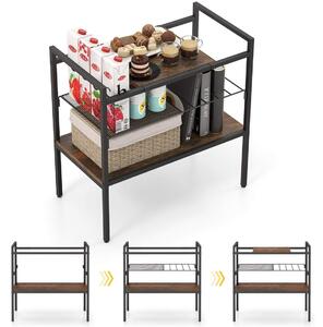 Konsolbord med hyllor, smalt konsolsidobord, 60 x 33,5 x 61 cm, rustikt brunt