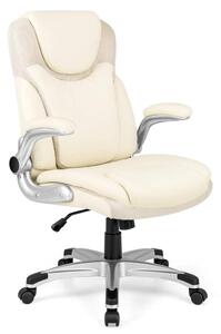 Executive stol vridbar skrivbordsstol av konstläder med vippfunktion 72 x 72 x 108-118 cm vit
