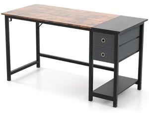 140 cm långt skrivbord med 2 lådor & hörlurskrok & förvaringsfack datorskrivbord