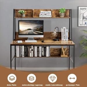Datorbord med hylla & bokhylla & justerbara fotkuddar Skrivbord Arbetsbord Kaffe