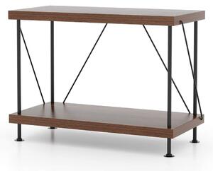 2-vånings stående hylla med metallram Industriell bokhylla Förvaringsställ 60 x 29,5 x 45 cm