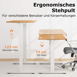 Höjdjusterbart skrivbord 120 x 60 cm Elektriskt Ståbord Rustik Natur + Vit