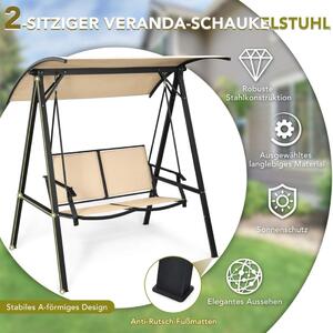 Hollywood gunga med justerbart tak 2-sits trädgårdsgunga 152 x 112 x 165 cm beige