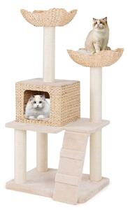 Cattail kattträd kattträd med sisalstolpar & sits & katthus & stege katttorn