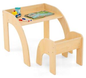 Trä barnbord med stol barnmålarbord med rundade kanter barnsittgrupp natur
