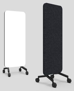 Mood Fabric Mobile, glasskrivtavla med ljudabsorberande baksida, 70x196 cm, Pure/Blazer Lite LTH40, svarta fötter/svarta hjul