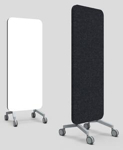 Mood Fabric Mobile, glasskrivtavla med ljudabsorberande baksida, 70x196 cm, Pure/Blazer Lite LTH40, grå fötter/grå hjul