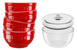 ZWILLING Fresh & Save BOWLS Skålset med vakuumlock/5 delar, 12 cm/Körsbärsrött