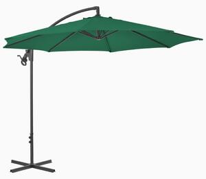 Frihängande parasoll med stålstång 300 cm grön