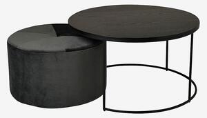 Nordic Furniture Group - Soffbord & Puff Pisa, set om 2 - Svart - Soffbord - Från Homeroom