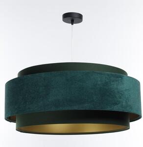 Ljuskrona med textilsladd DOBLO 1xE27/60W/230V diameter 60 cm grön/guld