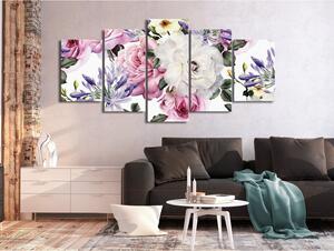 Canvas Tavla - Rose Composition (5 delar) Wide Colourful - 100x50