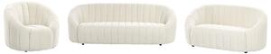 6-sits soffgrupp Off-white sammet Modernt vardagsrum med sittplatser Retro design Puffad sits Låg rygg Beliani