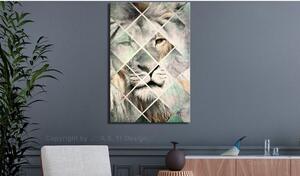 Canvas Tavla - Lion on the Chessboard Vertical - 40x60
