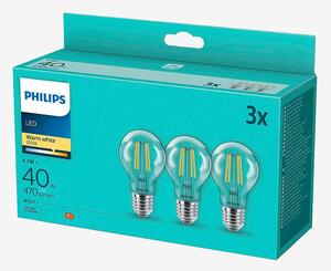 Philips - 3-pack LED E27 Normal Klar 40W - Ljuskällor & glödlampor - Från Homeroom