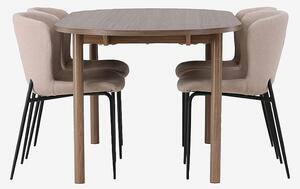 Venture Home - Matgrupp Andy med 4st stolar Modesto - Beige - Matgrupper - Från Homeroom