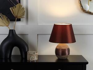 Bordslampa i Brunt Rund Dekorativ Keramik Lampskärm Beliani