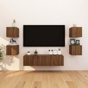 Väggmonterade tv-bänkar 8 st brun ek 30,5x30x30 cm