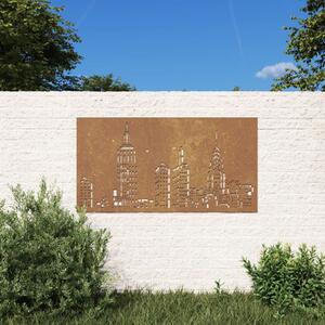 Väggdekoration 105x55 cm rosttrögt stål stadsdesign
