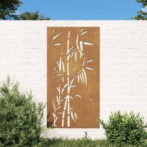 Väggdekoration 105x55 cm rosttrögt stål bambudesign