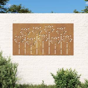 Väggdekoration 105x55 cm rosttrögt stål blomdesign