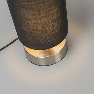 Modern bordlampa svart med stål - Milo 2