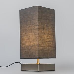 Modern bordslampa grå med stål - Milo