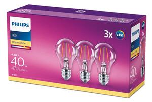 SET 3x LED-lampor VINTAGE Philips E27/4,3W/230V 2700K