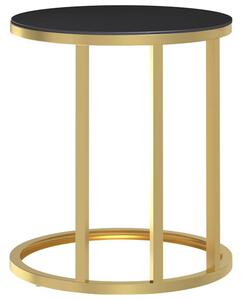 Sidobord guld och svart 45 cm härdat glas - Guld