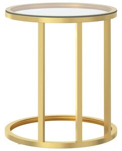 Sidobord guld och transparent 45 cm härdat glas - Guld