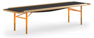 House of Finn Juhl - Table Bench Small, With Brass Edges, Dark oiled oak/black linoleum, Orange Steel - TV-bänkar - Finn Juhl - Orange,Träfärgad,Svart - Metall/Trä/Plast