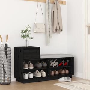 Skoskåp svart 110x34x61 cm massiv furu