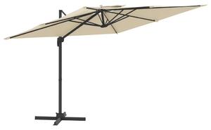 Frihängande parasoll med ventilation sandvit 300x300 cm