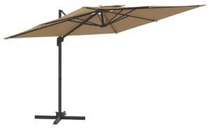 Frihängande parasoll med ventilation taupe 300x300 cm