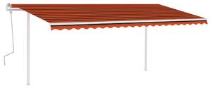 Markis med stolpar manuellt infällbar 5x3 m orange och brun