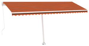 Markis manuellt infällbar med LED 500x300 cm orange och brun