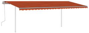 Markis med stolpar manuellt infällbar 6x3,5 m orange och brun
