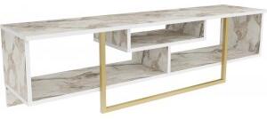 Asal mediabänk 150 cm - Vit marmor/guld - Tv-bänkar