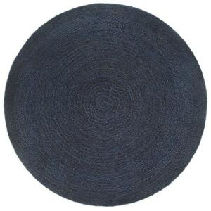 Flätad matta vändbar marinblå och naturfärg 150 cm jute rund