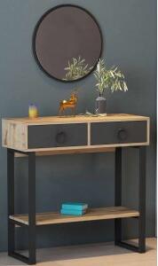 Valery avlastningsbord med spegel 90 x 35,3 cm - Antracit/mörkbrun - Avlastningsbord, Bord