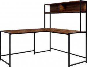 Limey skrivbord 154 x 130 cm - Valnöt - Skrivbord med hyllor | lådor, Skrivbord, Kontorsmöbler