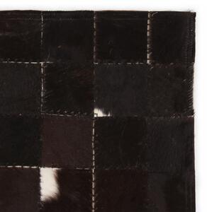 Matta äkta läder lappad fyrkanter 120x170 cm svart/vit