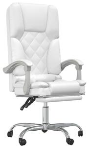 Kontorsstol med massage vit konstläder