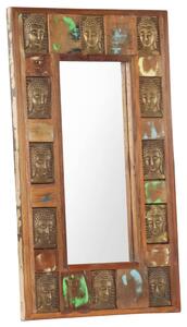 Spegel med buddha-utsmyckningar 50x80 cm massivt återvunnet trä