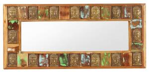 Spegel med buddha-utsmyckning 110x50 cm massivt återvunnet trä