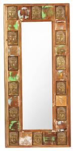 Spegel med buddha-utsmyckningar 50x110 cm återvunnet trä