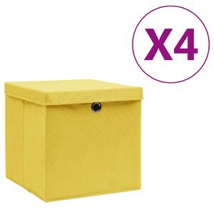 Förvaringslådor med lock 4 st 28x28x28 cm gul