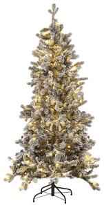 Konstgjord julgran Vit Syntetmaterial 180 cm Gångjärnsförsedda grenar LED-belysning Julpynt Högtid Beliani