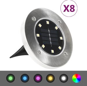 Marklampor soldrivna 8 st LED RGB-färg