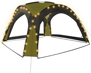 Partytält med LED och 4 sidoväggar 3,6x3,6x2,3 m grön